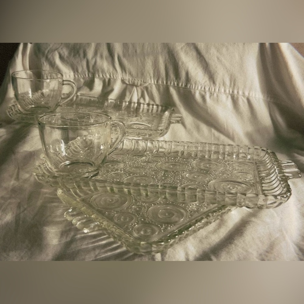 Vintage Hazel Atlas Sip, Snack and Smoke Trays/Cups